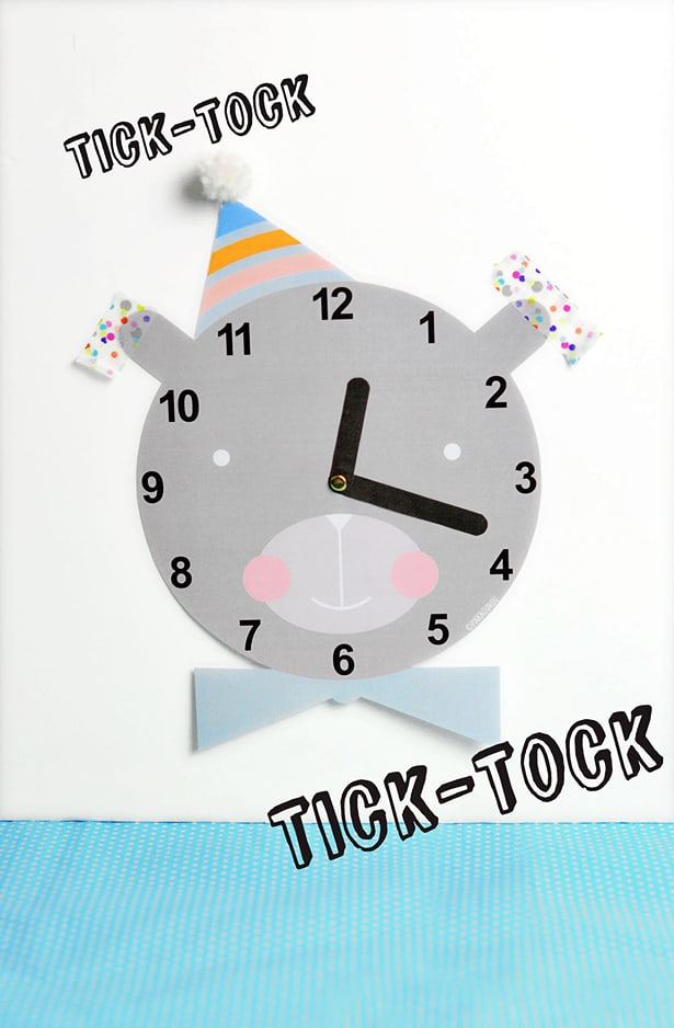 CUTE FREE PRINTABLE CLOCK FOR KIDS